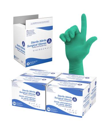 Dynarex Sterile Nitrile Surgical Gloves Powder-Free and Puncture-Resistant Nitrile Gloves 6 Mil. Size 8 1 Case of 200 Pairs (4 Boxes of 50)