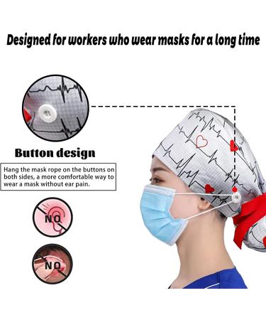 YUESUO 2 Pack Working Caps with Buttons and Sweatband - Adjustable Cotton Hats for Women & Men - Ideal for Long Hair - Shower Caps Included - Buy Online on SooperMarket.com