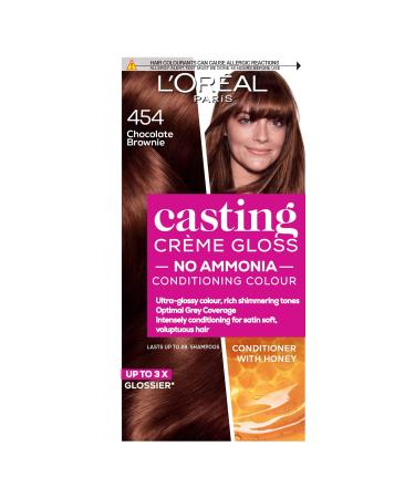 L'Oreal Paris Ammonia Free Semi-Permanent Hair Dye 454 Chocolate Brownie Glossy Hair Colour Natural Looking Finish For up to 28 Shampoos Casting Cr me Gloss 1 Application 454 Chocolate Brownie 1 Count (Pack of 1)