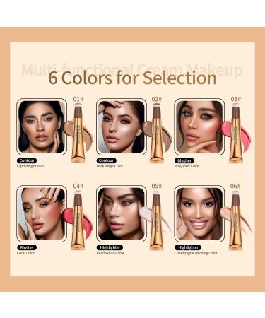 Ofanyia Liquid Highlighters & Blush Contour Set - 3-Piece Fair to Medium with High Opacity Creamy Formula & Pillow Applicator - Buy Online on SooperMarket.com