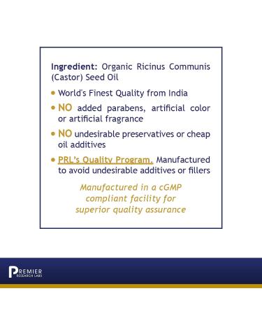 Premier Research Labs Castor Oil - Pure Cold-Pressed Organic Oil from India - 8 Fl Oz - Buy Online on SooperMarket.com