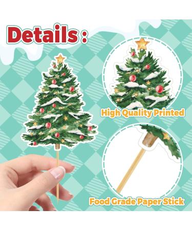 Whaline 48Pcs Christmas Tree Cupcake Toppers 4 Designs Watercolor Cake Decor Assorted Xmas Green Cupcake Toppers for Birthday Winter Holiday Party Supplies - Buy Online on SooperMarket.com