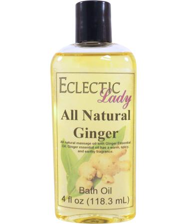 Ginger Bath Oil by Eclectic Lady - Scented Bath Oil - Relaxing & Moisturizing Bathing Oil - Fragrance Body Oil For Dry & Rough Sensitive Skin - Body Daily Nourishing Shower Oil (4 oz) 4 Ounce