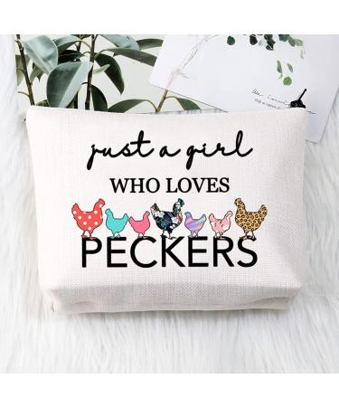 BDPWSS Chicken Lover Gifts: Funny Chicken Lady Makeup Travel Bag for Women - Just a Girl Who Loves Peckers - Buy Online on SooperMarket.com
