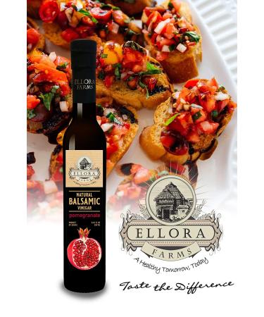 Ellora Farms Pomegranate Infused Aged Balsamic Vinegar 8.45oz - All Natural, No-Additives, Italian Glass Bottle - Buy Online on SooperMarket.com