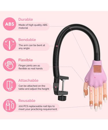 Flexible Practice Hand for Acrylic Nails + 300PCS Nail Tips & Tools - Nail Technician Training Kit - Buy Online on SooperMarket.com