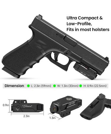 VOTATU H3L-GC Green Pistol Laser Sight | Ultra Low Profile Circle Dot Laser | Strobe Mode | USB Rechargeable - Buy Online on SooperMarket.com
