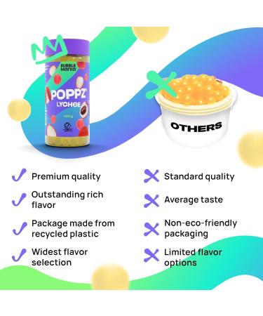 Poppz Lychee Popping Boba Fruit Pearls for Bubble Tea - 450g by Bubble Mania - Buy Online on SooperMarket.com