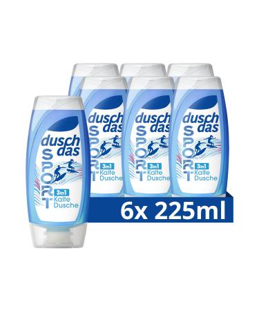 Duschdas 3-in-1 shower gel & shampoo sports Cold shower Limited Edition shower bath with sea salt and lemon grass scent 6 x 225 ml of sports Cold shower 225 ml (6 Pack)