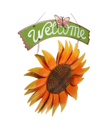Zerodeko Fall Decor Home D cor Pendant Iron Welcome Card Sunflower 3d Front Door Wreath Sunflower Door Plaque