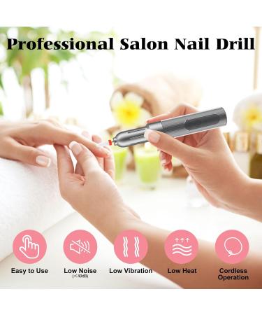 Portable Rechargeable Electric Nail File Kit | 12 Bits, 6 Speeds | Professional Nail Drill for Acrylic & Gel Nails | Dark Gray | Great Gift for Women - Buy Online on SooperMarket.com