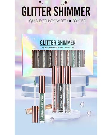 SUMEITANG 10 Colors Liquid Glitter Eyeshadow Set - Metallic Pigments for Sparkling Smokey Eye Looks - Long Lasting Waterproof Makeup Kit - Buy Online on SooperMarket.com