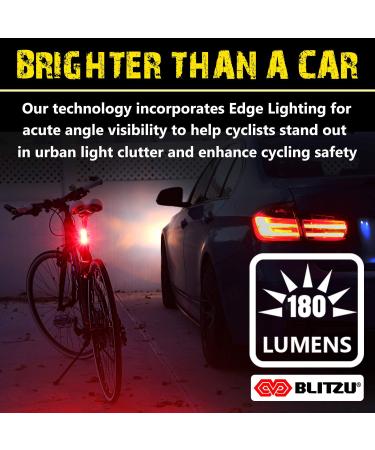 Blitzu Cyborg 168T USB Rechargeable Bike Tail Light - Bright Rear Cycling Safety Flashlight for Road and Mountain Bikes. Perfect for Helmets. Front Headlight and Back Set for Kids, Men, and Women - Buy Online on SooperMarket.com
