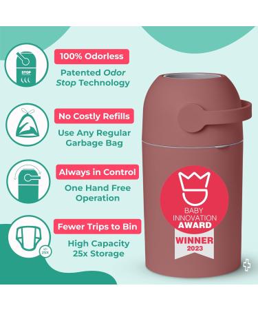 Magic Baby Diaper Pail Patented Odor-Stop System Use Any Garbage Bag One Hand Free Lever 4 Rolls of Bag incld. (Clay) - Buy Online on SooperMarket.com