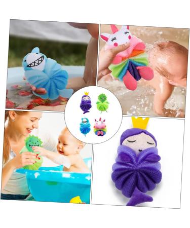 NOLITOY 4pcs Cartoon Bath Scrubber Balls for Kids | Skin-Safe Body Cleaning Tools | Perfect for Fun Bath Time | International Shipping Available - Buy Online on SooperMarket.com