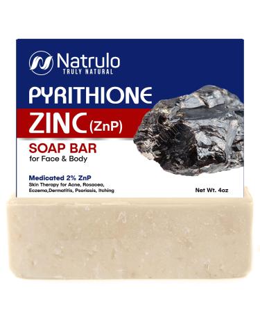 Pyrithione Zinc Soap Bar for Face & Body  4oz | 2% ZnP Bar Soap Skin Therapy Cleanser for Acne  Rosacea  Eczema  Dermatitis  Psoriasis  Itching | Cleansing  Calming Facial Wash | Zinc Soap Bar Made in USA