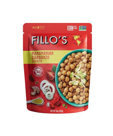 FILLOS Panamanian Garbanzo Beans 6 Count 10oz - Ready to Eat Sofrito Beans with Fresh Vegetables - Microwavable, Non-GMO, Vegan - Plant Protein Source - Buy Online on SooperMarket.com