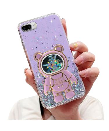 Tivenfezk Nadoli for iPhone 7 Plus/8 Plus Treibsand B r astronaut Hidden Stand Shell caricature glitter astronaut stand soft silicone bling cell phone case.