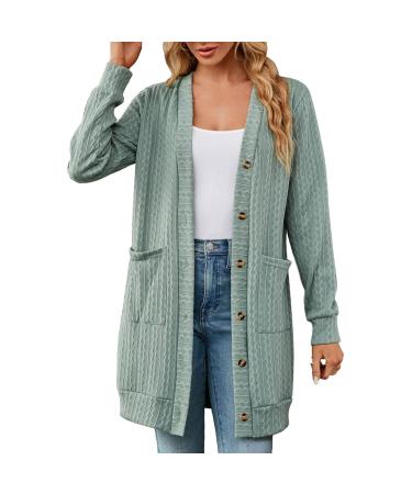 Gefomuofe Cardigan Women's Long Cardigan Lightweight Loose Cardigan Long Cardigan Women's Lightweight Loose Casual Cardigan Sun Protection Shirt Holiday Beach Blouse L Mint Green