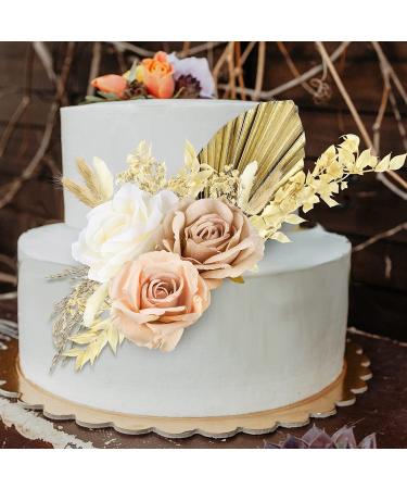 28 Pcs Vintage Boho Rose Cake Topper Kit - Dried Faux Flower Decor for Bohemian Wedding, Bridal, Baby Shower, Birthday Party Supplies - Buy Online on SooperMarket.com