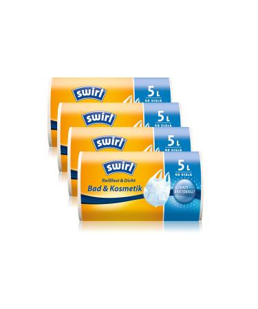 Swirl Bath & Cosmetics Carrying Handle 5 Liters Antibacterial 4 Rolls with 40 Bags Each White 40 Pieces (Pack of 4)