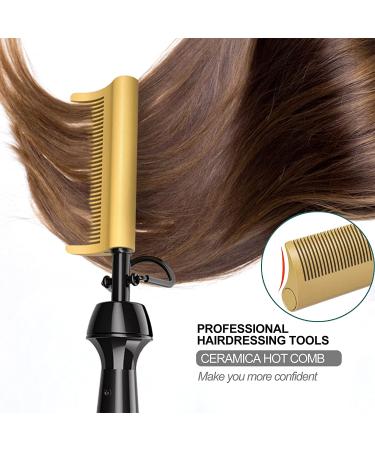 DAN Technology 450? Curved Teeth Hair Straightener Comb - Travel Size Dual Voltage Electric Comb for Professional Use - Ideal for Natural Black Hair - Buy Online on SooperMarket.com