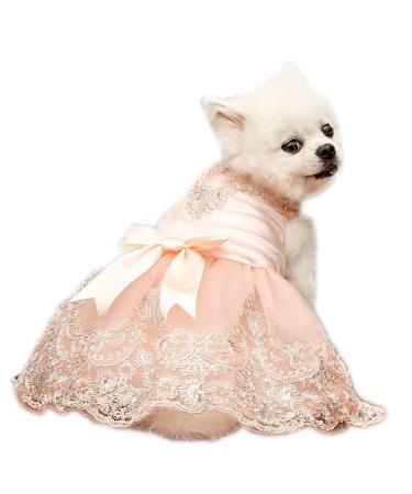 Pet Dog Dress Bowknot Princess Dress Puppy Tutu Skirt Girl Outfit for Dog Cat (L Pink) L Pink