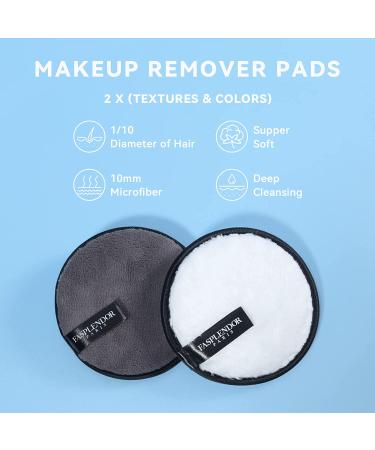 FASPLENDOR Reusable Makeup Remover Pads - Washable Microfiber and Sponge, Dual Texture for Facial Cleansing and Body Exfoliating, Large Size 4 Count with Laundry Bag - Buy Online on SooperMarket.com
