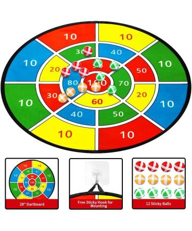 Dart Board Games for Kids - Large 28 Dart Board Toys with Sticky Balls, Outdoor Safe Toy Gifts for Boys and Girls Ages 3-10 - Buy Online on SooperMarket.com