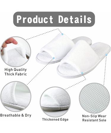 5 Pairs Velvet Open Toe Spa Slippers with Travel Bags | One Size Fits Most Men and Women - White - Buy Online on SooperMarket.com
