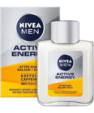 Nivea Men Active Energy After Shave Balsam (100 ml) revitalizing after shave skin care after shaving with caffeine with 100% natural source 1 ml (1 Pack)