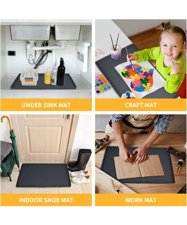 EIOKIT Dog Food Mat - Waterproof Silicone Pet Bowl Mat with Raised Edge - Grey (Various Sizes) - Buy Online on SooperMarket.com