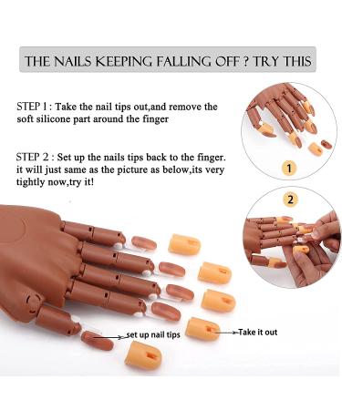 Flexible Nail Practice Hand with 200pcs Fake Nail Tips - Ideal for Beginners to Practice Nail Art & Skills - Type A - Buy Online on SooperMarket.com
