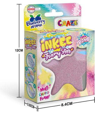 Buy INKEE FOAMY STAR Children's Bath Bomb - Blueberry Aroma | 70g Star-Shaped Creamy Bath Ball for Kids - Buy Online on SooperMarket.com