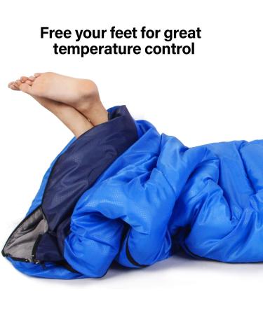 BISINNA 4 Season Backpacking Sleeping Bag with Pillow - Waterproof Lightweight Warm Washable for Adults Kids - Ideal for Camping Hiking Mountaineering - Blue (Right Zipper) - Buy Online on SooperMarket.com