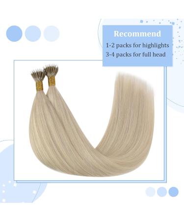 Youngsee Nano Ring Extensions | Real Hair Ash Blonde 35cm | Remy Hair 50g #18/613 | Quality Nano Hair Extensions - Buy Online on SooperMarket.com