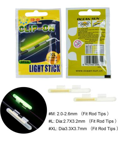 THKFISH Fishing Glow Sticks Rod Tip Floats Night Light Green Fluorescent 20pcs (10bags) #M 2.0-2.6mm - Buy Online on SooperMarket.com