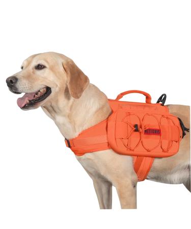 OneTigris Mammoth Dog Backpack 2.0 Version Tear Camping Hiking Dog Backpack for M/L Size Dogs (M Orange) M Orange