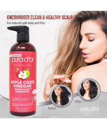 Pura D Apple Cider Vinegar Thin2Thick Shampoo 16 oz - Nourish & Volumize Hair - Buy Online on SooperMarket.com