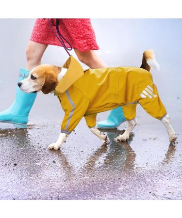 Dog Waterproof Raincoats Adjustable Drawstring Outdoor Puppy Raincoat Poncho Pet Hooded Waterproof Reflective Rain Coat for Small Medium Dogs (Yellow L) Large Yellow - Buy Online on SooperMarket.com