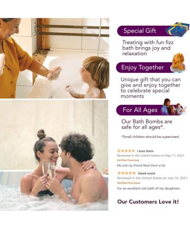 Natural Bath Bombs Spa Set - 6 Fizz Balls with Lavender, Jasmine, Rose, Calendula, Green Tea & Osmanthus Scents - Coconut & Shea Butter for Genuine Moisturization - Relax and Soften Skin - Buy Online on SooperMarket.com
