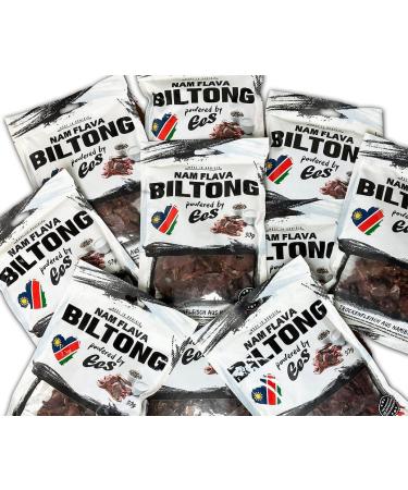 Nam Flava - Original Biltong from Namibia - 0.5 kg (10x50 g) - Beef Jerky dried meat high in protein 50 g (pack of 10)