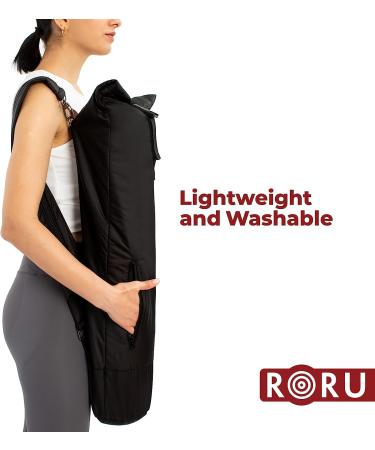 RORU Concept Large Yoga Mat Bag Tote - Lightweight & Washable - Adjustable Carrier for 28-31.5 Wide Mats - Front Pocket - Dual Use Straps - Unisex Black - Buy Online on SooperMarket.com