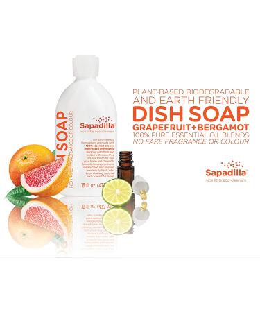 Buy Sapadilla Grapefruit + Bergamot Biodegradable Dish Soap - 16oz | Eco-Friendly Cleaning - Buy Online on SooperMarket.com