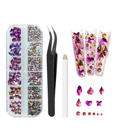 Nail Art Rhinestones MAEXUS Nail Gems Flat Back with Tweezers and Drill Pen for Nail Art Craft Face Make-up Home DIY And Professional Use 580 Pcs Off White