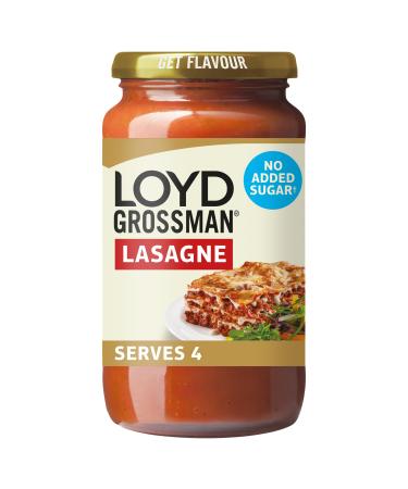Loyd Grossman No Added Sugar Full-Flavoured Red Lasagne Cooking Sauce 450 g Jar (Pack of 1) Red Lasagne Sauce 450g Jar