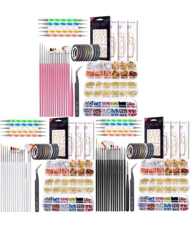 3D Nail Art Decorations Kit Nail Dotting Pen Color-Nail Rhinestones Nail Glitter Pink - Buy Online on SooperMarket.com
