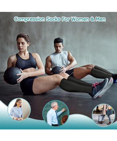 ACTINPUT Compression Socks 8 Pairs 15-20mmHg for Women & Men - Nurse Medical Running Support - Black Large/X-Large - Buy Online on SooperMarket.com