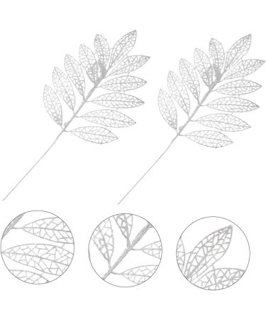 Abaodam 5pcs Christmas Simulated Leaves Gold Dining Table Christmas Glitter Stems Creative Pendant Bride Silver 41x20x0.1cm - Buy Online on SooperMarket.com
