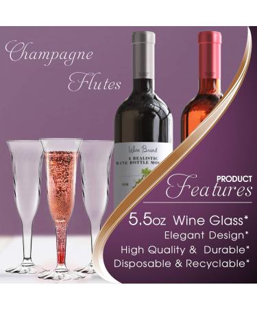 96 Disposable Crystal Cut Plastic Champagne Flutes - Unbreakable Clear Glasses for Parties and Events - 5.5oz - Buy Online on SooperMarket.com